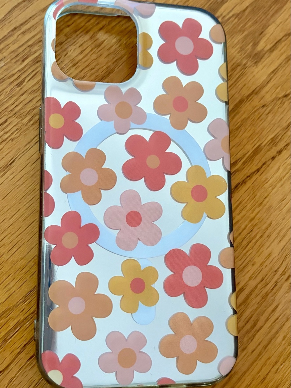 iPhone 13 & 14 Floral  Pattern Clear Phone Case with PopGrip Ring Design